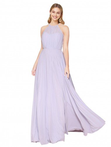 Shop High Neck Halter Shirred Chiffon Bridesmaid Dress / Formal Prom Dress London