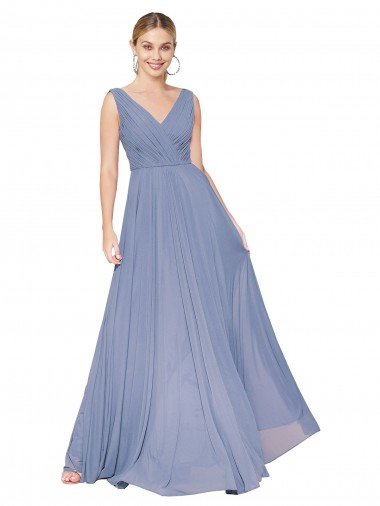 Shop Floor Length High Neck V-Back Chiffon Bridesmaid Dress / Formal Prom Dress London