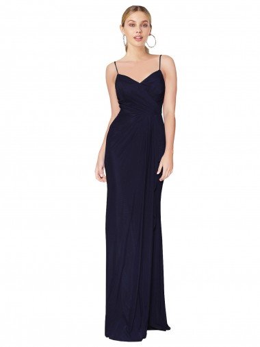 Shop Draped Spaghetti Straps Long Chiffon Mermaid Bridesmaid Dress / Formal Prom Dress London