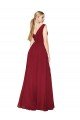 Draped Mermaid Long V-Neck Chiffon Bridesmaid Dress / Formal Prom Dress with High Slit