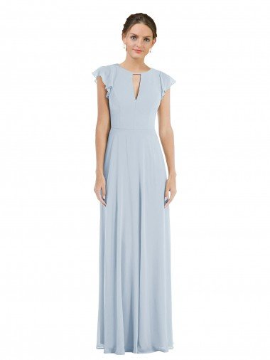 Shop Flutter Sleeve V Keyhole Chiffon Maxi Formal Bridesmaid Dress London