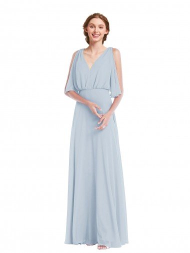 Shop V-Neck Split Sleeves Blouson Bodice Maxi Bridesmaid Dress London