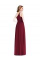 One Shoulder Chiffon Maxi Bridesmaid Dress with Shirred Front Slit