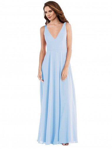 Shop Deep V-Neck Chiffon Maxi Bridesmaid Dress London