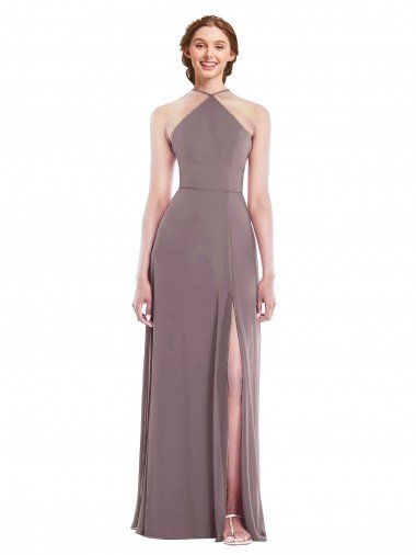 Shop Diamond Halter Maxi Formal Bridesmaid Dress with Front Slit London