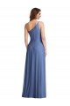One Shoulder Full Length Maxi Formal Bridesmaid Dress with Flirty Slit