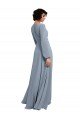 Wrap Style Long Sleeves Chiffon Bridesmaid Dress with Pleated Bodice