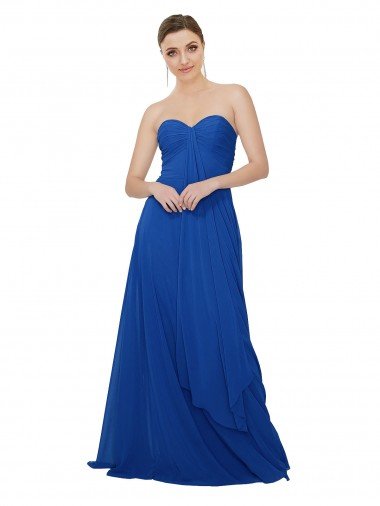 Shop Strapless Sweetheart Draped Chiffon Bridesmaid Dress London
