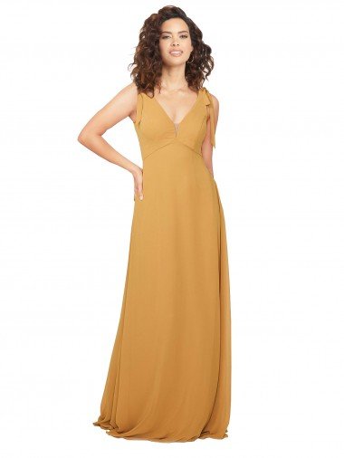 Shop Boho Chiffon Bridesmaid Dress with Tied Straps London