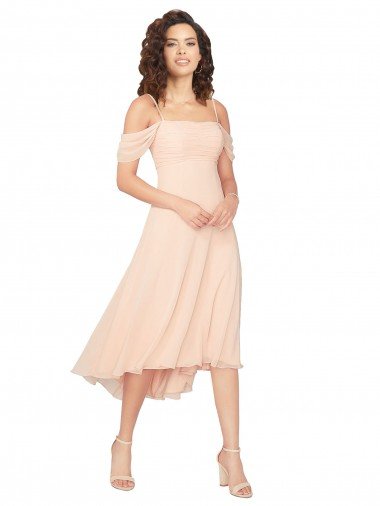 Shop Cold Shoulder Midi Length Short Chiffon Bridesmaid Dress London