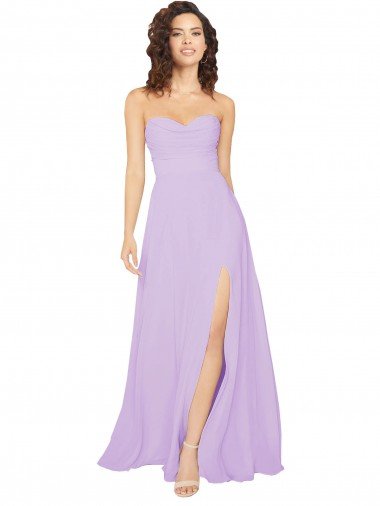 Shop Draped Sweetheart Long Chiffon Bridesmaid Dress with Front Slit London
