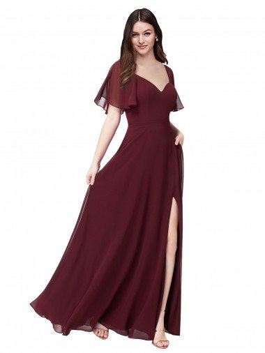 Shop Chiffon Flutter Sleeve Sweetheart Bridesmaid Dress London