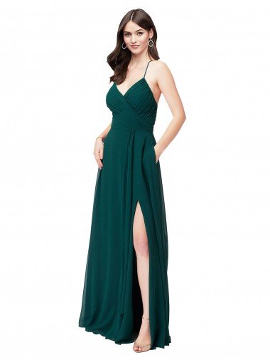 Shop Chiffon Bridesmaid Dress with Draped Surplice Bodice London