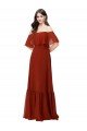 Off the Shoulder Ruffle Chiffon Bridesmaid Dress