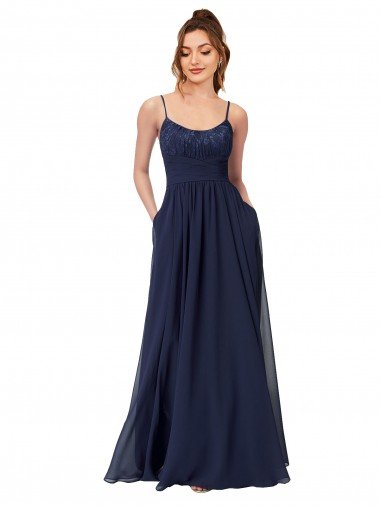 Shop Long Chantilly Lace and Ruched Chiffon Bridesmaid Dress London