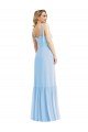 Tie Shoulder Bustier Bodice Ruffle Hem Maxi Bridesmaid Dress