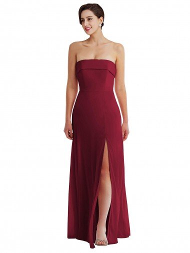 Shop Cuffed Strapless Maxi Formal Bridesmaid Dress with Front Slit London