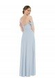 Off the Shoulder Basque Neck Maxi Bridesmaid Dress with Flounce Sleeves