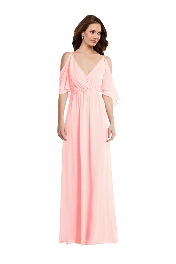 Cold Shoulder Draped Wrap Maxi Bridesmaid Dress