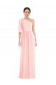 One Shoulder Bell Sleeves Chiffon Maxi Bridesmaid Dress