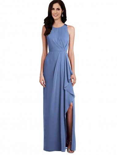 Shop Sleeveless Chiffon Bridesmaid Dress with Draped Front Slit London