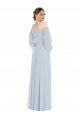 Off the Shoulder Puff Sleeve Maxi Formal Bridesmaid Dress with Front Slit