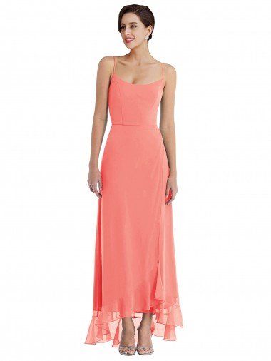 Shop Scoop Neck Ruffle Trimmed High Low Maxi Bridesmaid Dress London