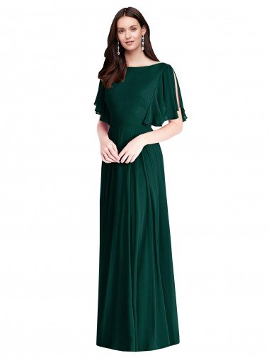 Shop Backless Floor Length Split Sleeves Maxi Bridesmaid Dress London