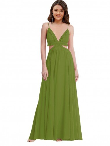 Shop Ruffled Chiffon Cutout Maxi Bridesmaid Dress London