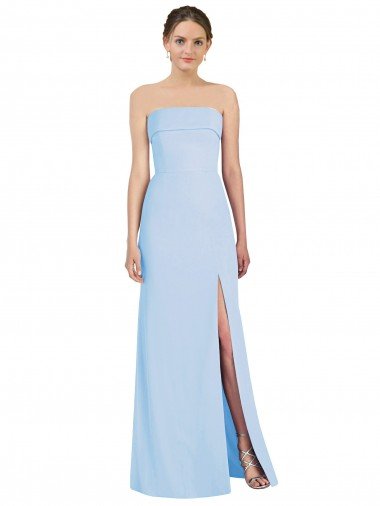 Shop Strapless Trumpet Chiffon Formal Bridesmaid Dress with Thigh high Slit London