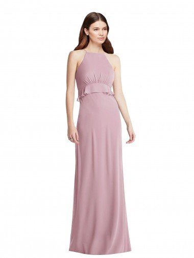 Shop Bias Ruffle Empire Waist Halter Maxi Bridesmaid Dress London