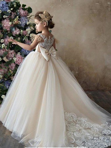 Shop Champagne Ball Gown Sweetheart Chapel Train Sleeveless Flower Girl Dress London