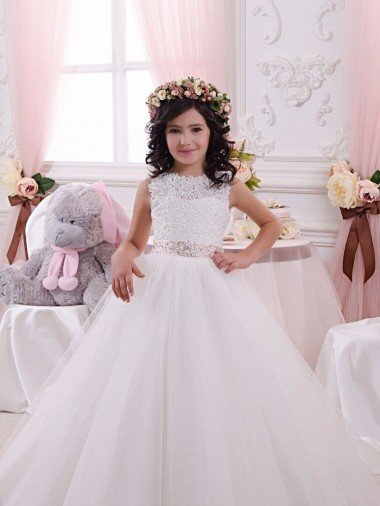 Shop Ivory Ball Gown Bateau Chapel Train Sleeveless Flower Girl Dress London