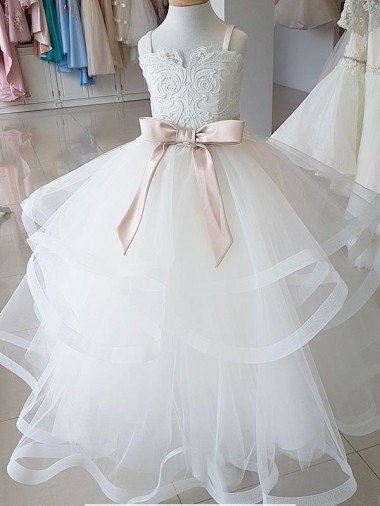 Shop Ivory Ball Gown High Neck Floor Length Flower Girl Dress London