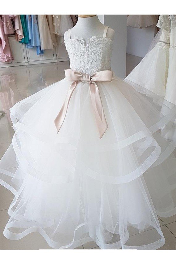 Ivory Ball Gown High Neck Floor Length Flower Girl Dress