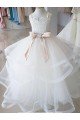 Ivory Ball Gown High Neck Floor Length Flower Girl Dress