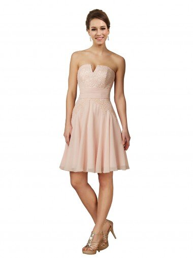 Shop Lace and Chiffon Bridesmaid Dress / Cocktail Dress with Unique Neckline London