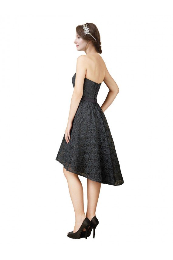 Lace Cocktail Bridesmaid Dress with Hi-Low Hemline