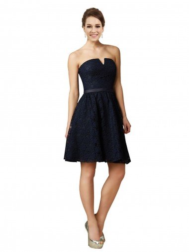 Shop Classic Knee Length Lace Bridesmaid Dress / Cocktail Dress with Notched Neckline London