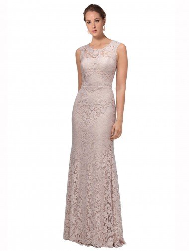 Shop Long Sleeveless All Lace Bridesmaid Dress / Prom Dress with Scoop Neckline London