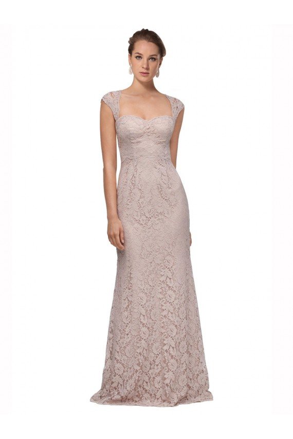 Sweetheart Neckline Cap Sleeves Lace Bridesmaid Dress / Prom Dress with Twist