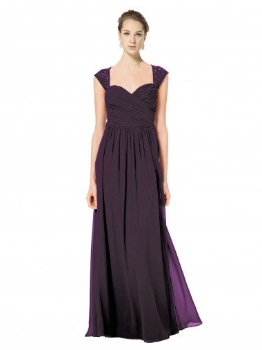 Shop Long Chiffon Sweetheart Bridesmaid with Lace Straps and Keyhole Back London