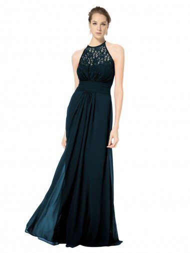 Shop Lace Halter Bodice Long Chiffon Bridesmaid Dress London