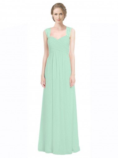 Shop Sweetheart Chiffon Bridesmaid Dress with Lace Straps and Keyhole Back London
