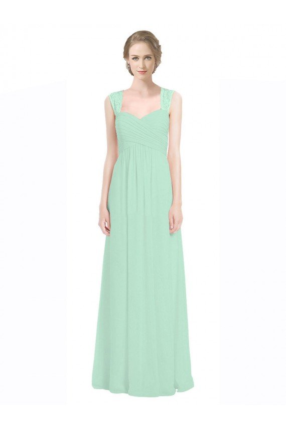 Sweetheart Chiffon Bridesmaid Dress with Lace Straps and Keyhole Back