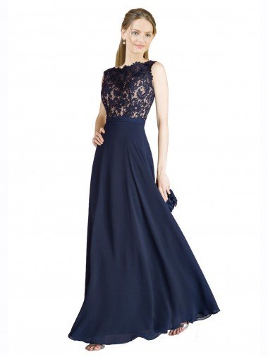 Shop Bateaux Neckline A-Line Lace Bridesmaid Dress / Prom Dress with Top Nude Layer London