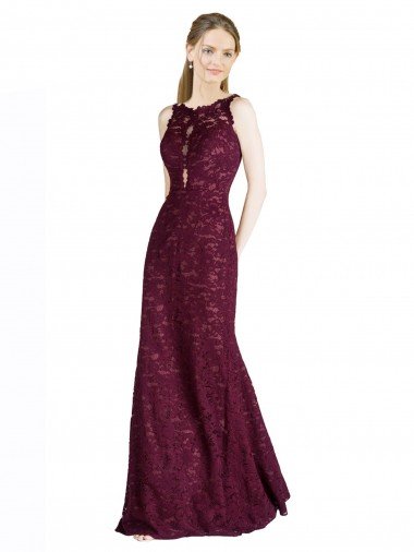 Shop Long Lace Bridesmaid Dress / Prom Dress with Peekaboo Bodice and Keyhole Back London