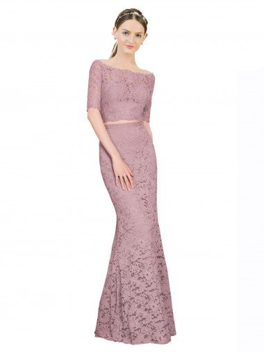 Shop Short Sleeves Crop Top Mermaid Lace Bridesmaid Dress / Prom Dress London