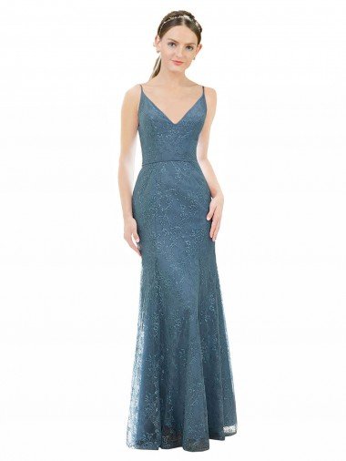 Shop Deep V-Neck All Over Chantilly Lace Bridesmaid Dress with Criss Cross Open Back London