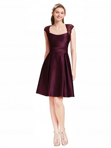 Shop Short Knee Length Lace Cocktail Bridesmaid Dress with Square Neck London